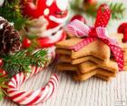 Тростника конфеты и печенье на Рождество